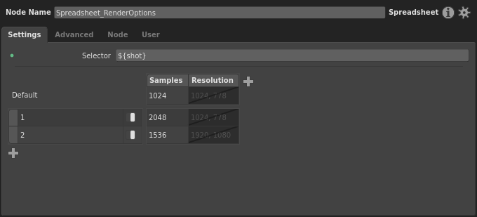 The spreadsheet with render resolution column added