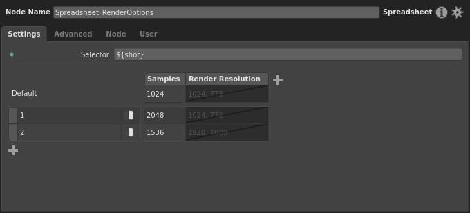 The spreadsheet with render resolution column added