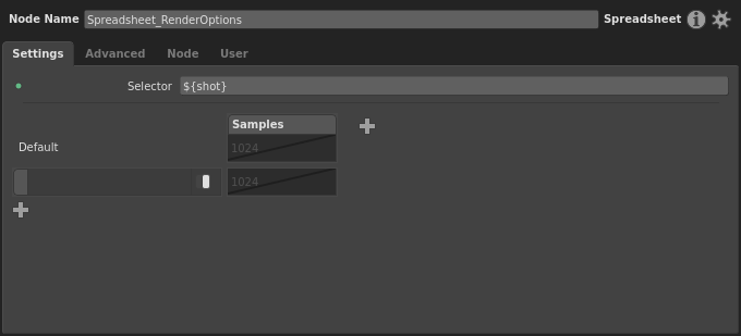 The spreadsheet with a value in the Selector plug