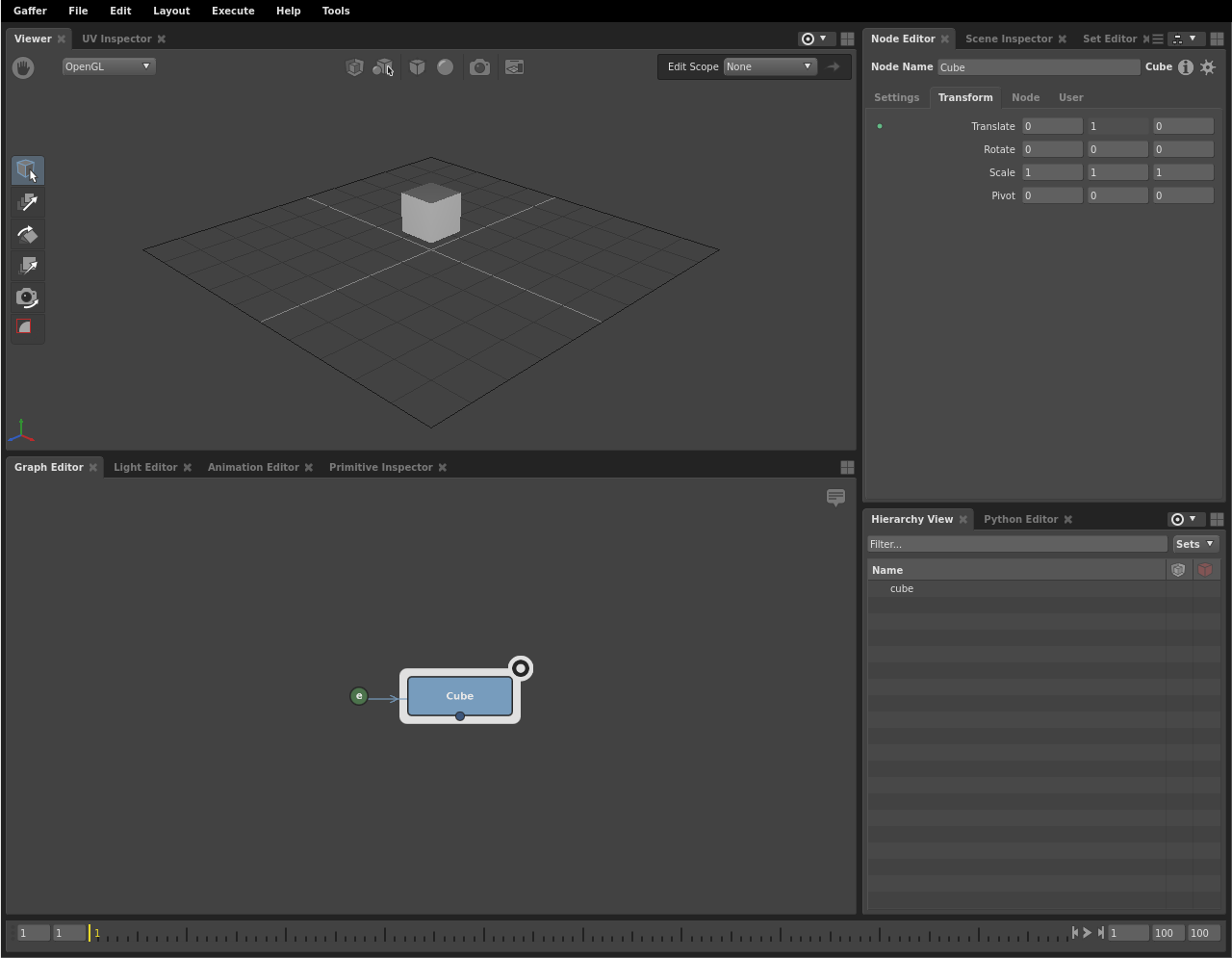 A basic scene network, where an expression uses a Context Variable to drive a plug.