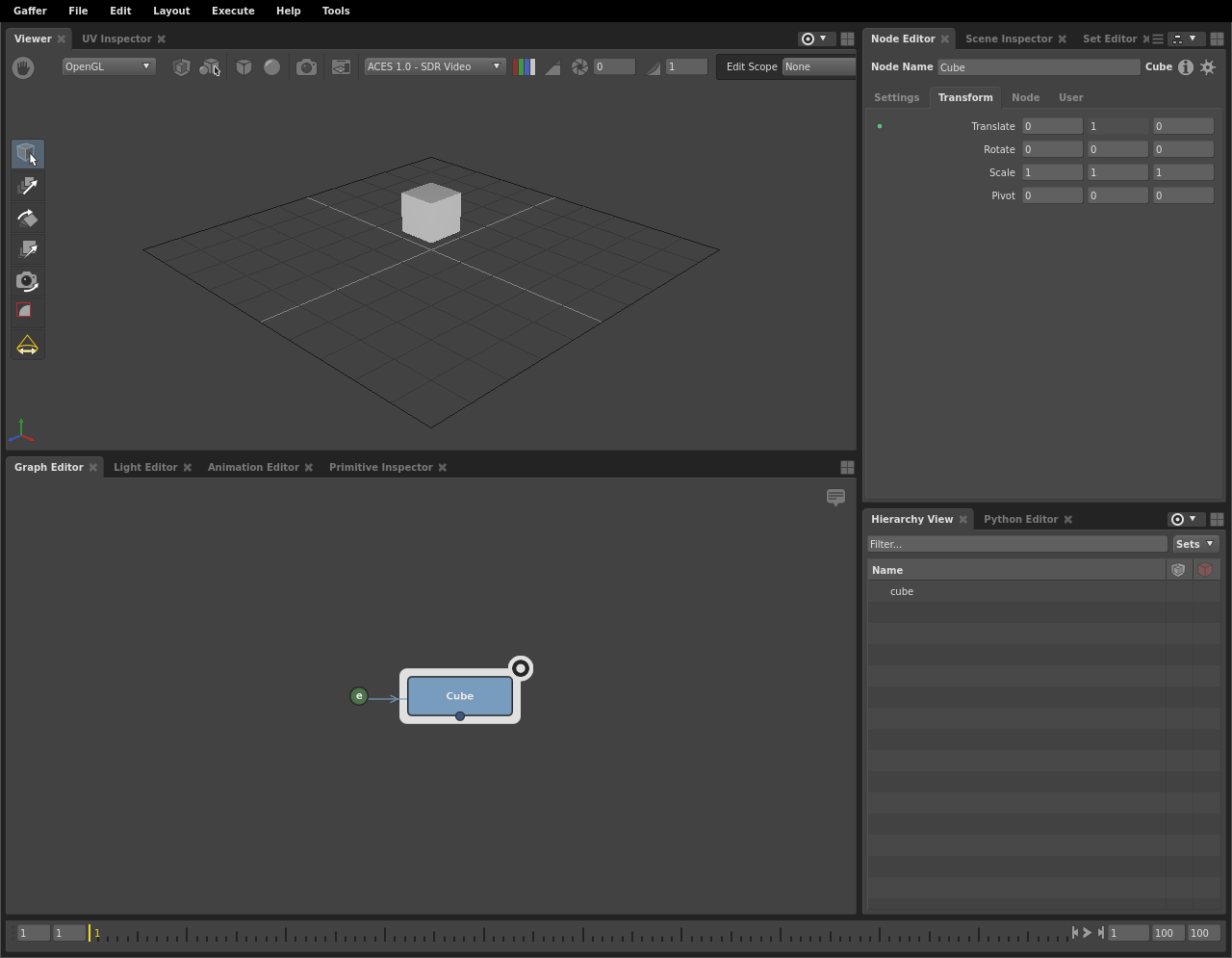 A basic scene network, where an expression uses a Context Variable to drive a plug.