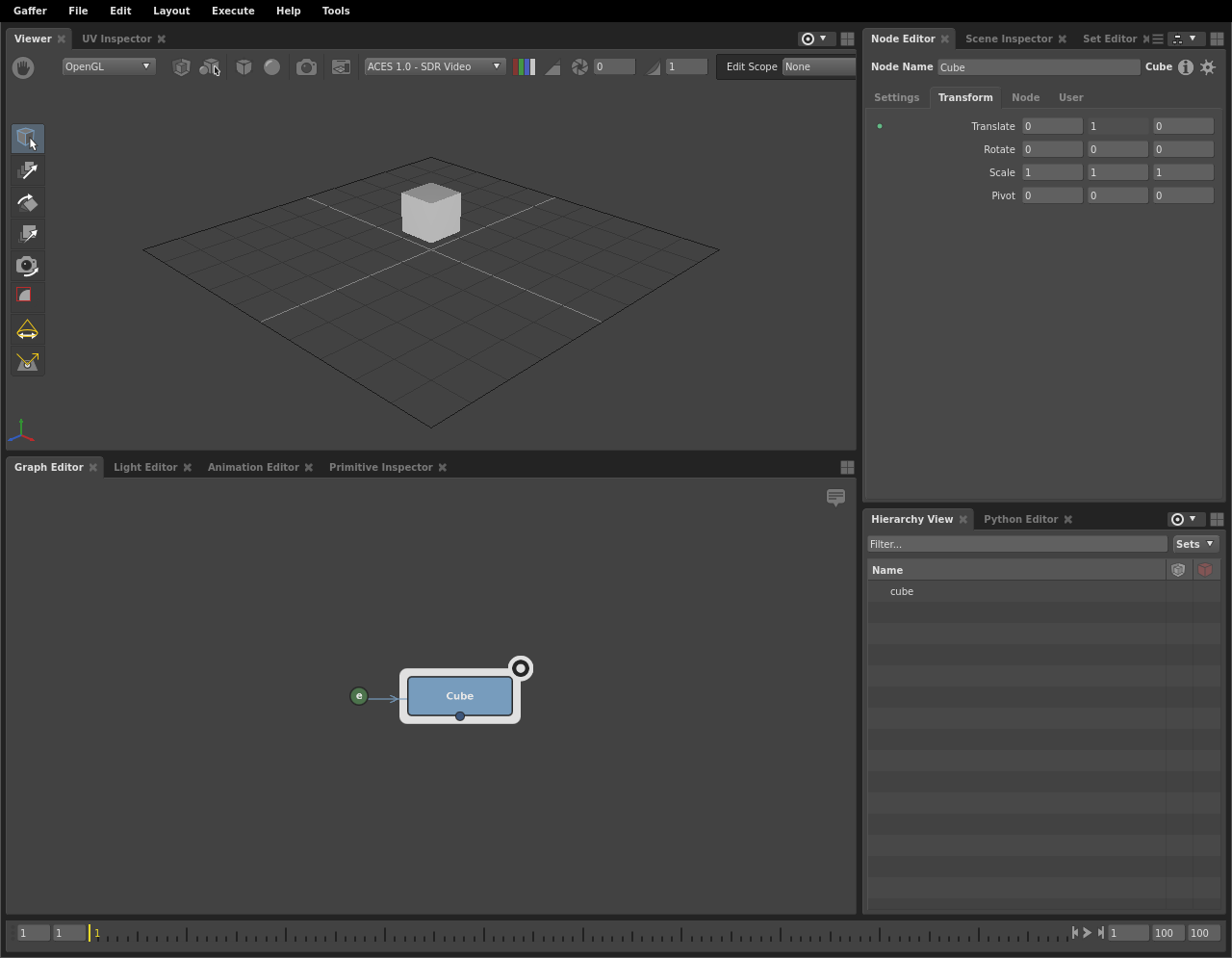 A basic scene network, where an expression uses a Context Variable to drive a plug.