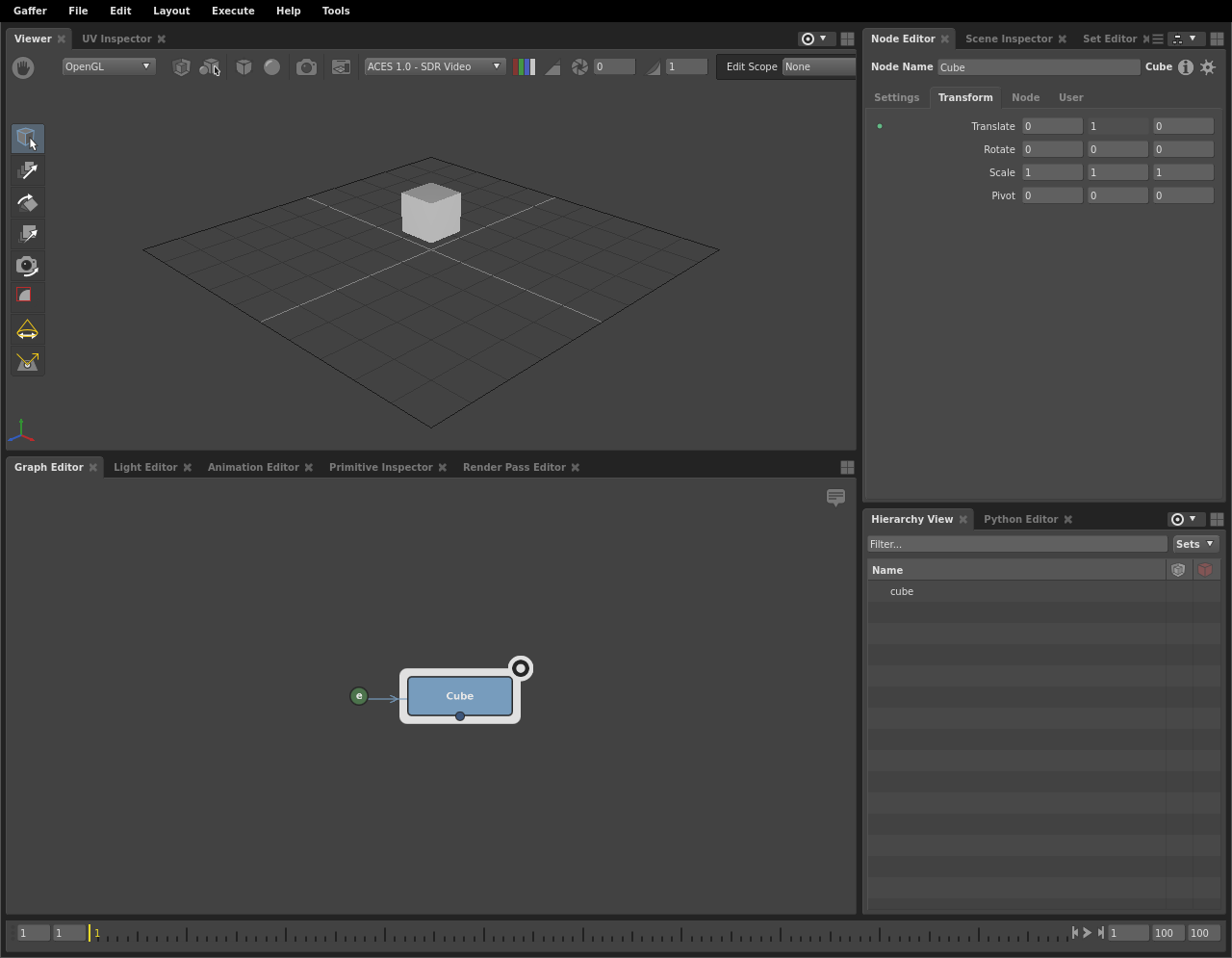 A basic scene network, where an expression uses a Context Variable to drive a plug.