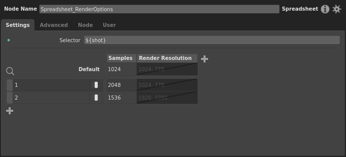 The spreadsheet with render resolution column added