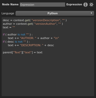 The expression code drives a plug in the main branch, but will be empty if the appropriate Context Variables haven't been assigned.