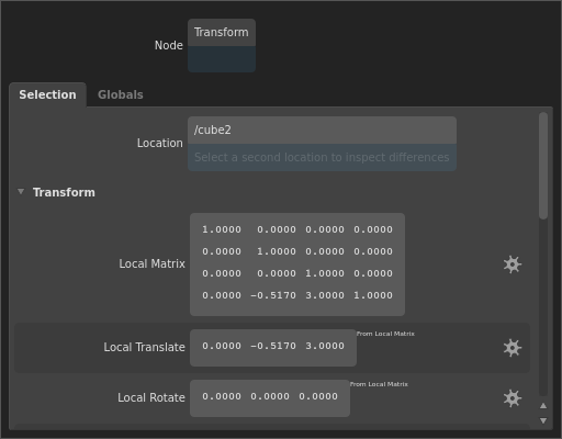 The queried location in the Scene Inspector.