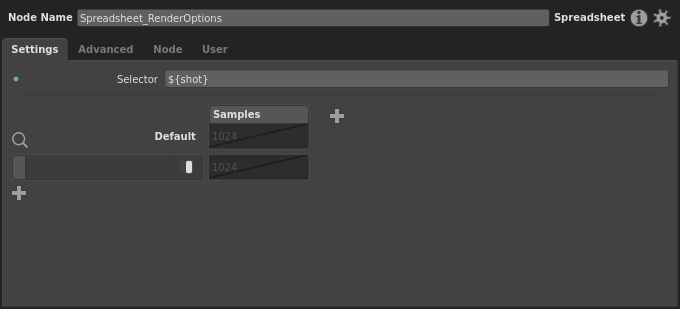 The spreadsheet with a value in the Selector plug