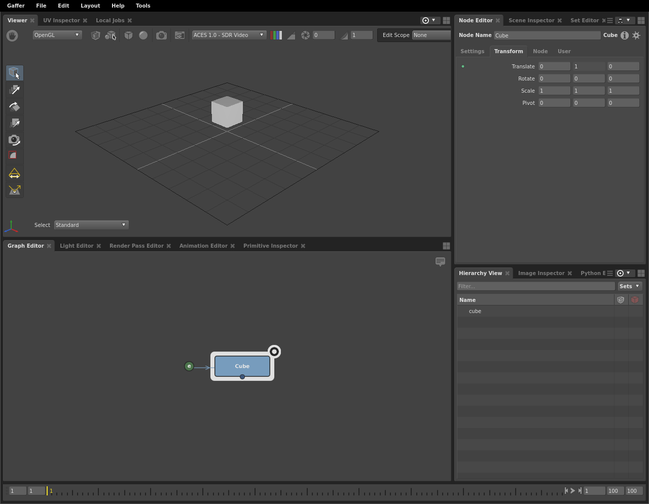 A basic scene network, where an expression uses a Context Variable to drive a plug.