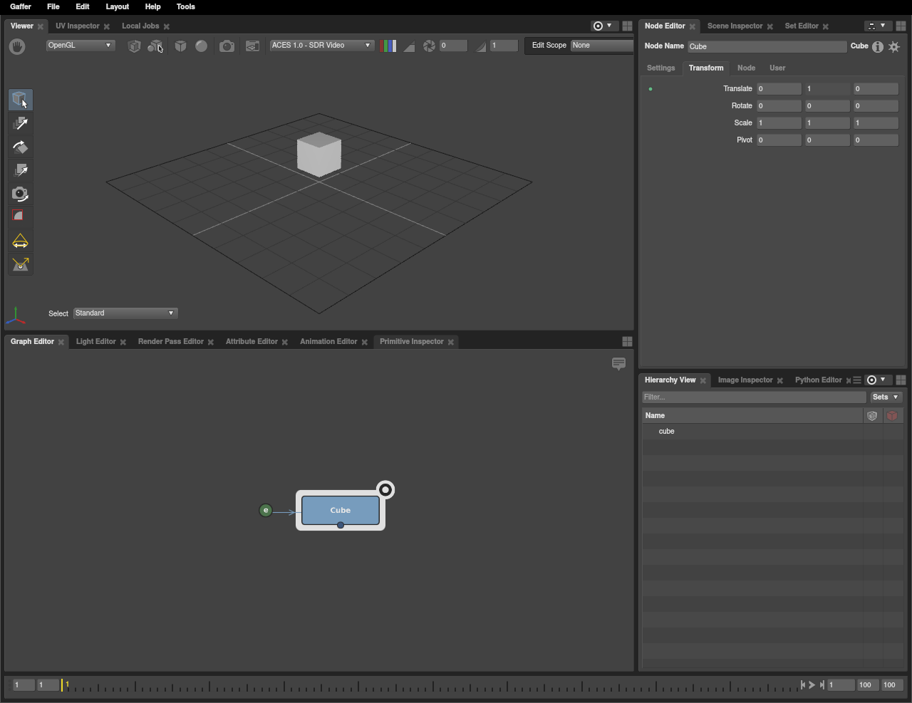 A basic scene network, where an expression uses a Context Variable to drive a plug.