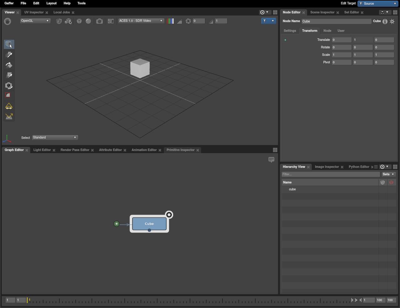 A basic scene network, where an expression uses a Context Variable to drive a plug.