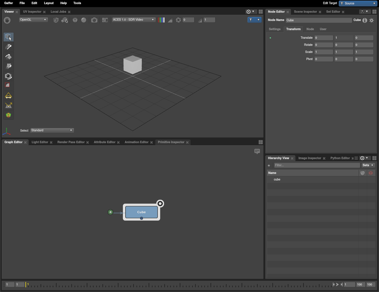 A basic scene network, where an expression uses a Context Variable to drive a plug.