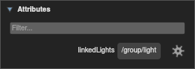 The linkedLights attribute of an object as it appears in the Scene Inspector.