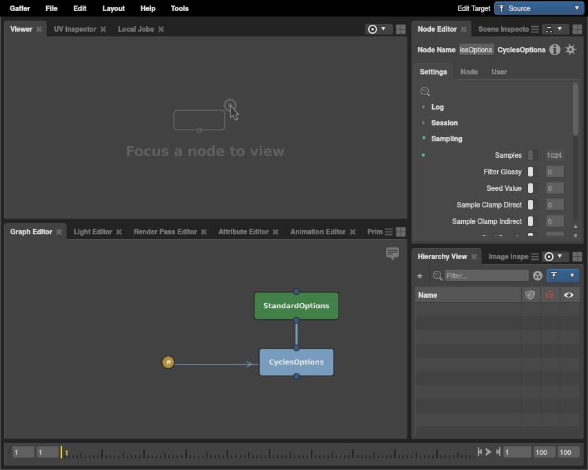 Spreadsheet node in the Graph Editor and a new Node Editor window