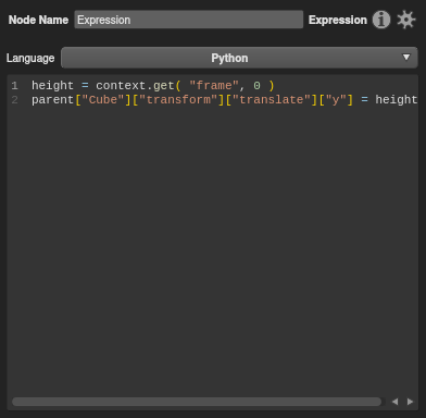 The Expression node's code from the prior network.