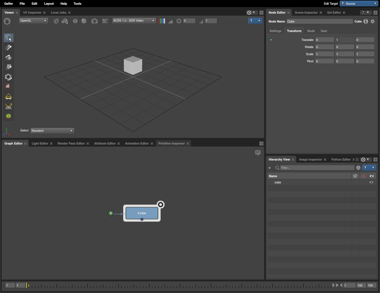 A basic scene network, where an expression uses a Context Variable to drive a plug.
