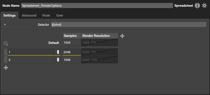 The spreadsheet with render resolution column added