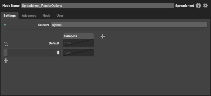 The spreadsheet with a value in the Selector plug