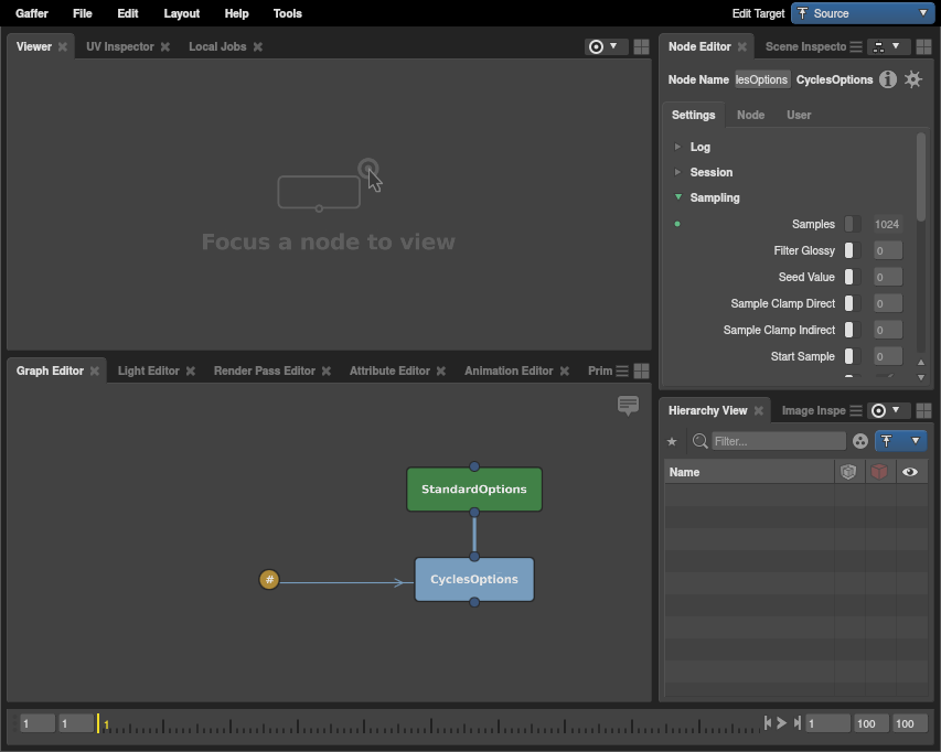 Spreadsheet node in the Graph Editor and a new Node Editor window