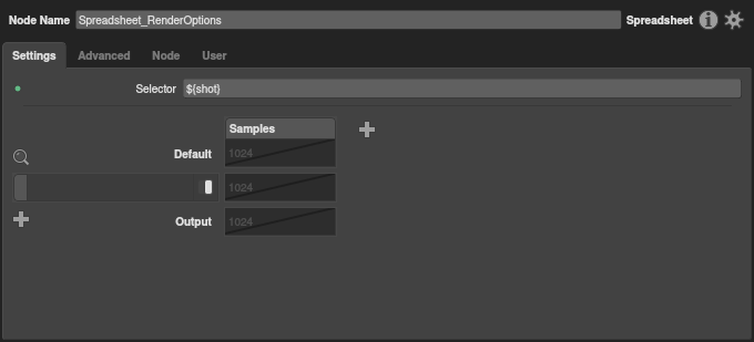 The spreadsheet with a value in the Selector plug
